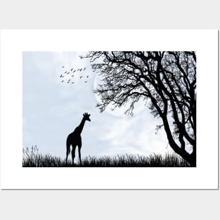 Giraffe In nature Posters and Art